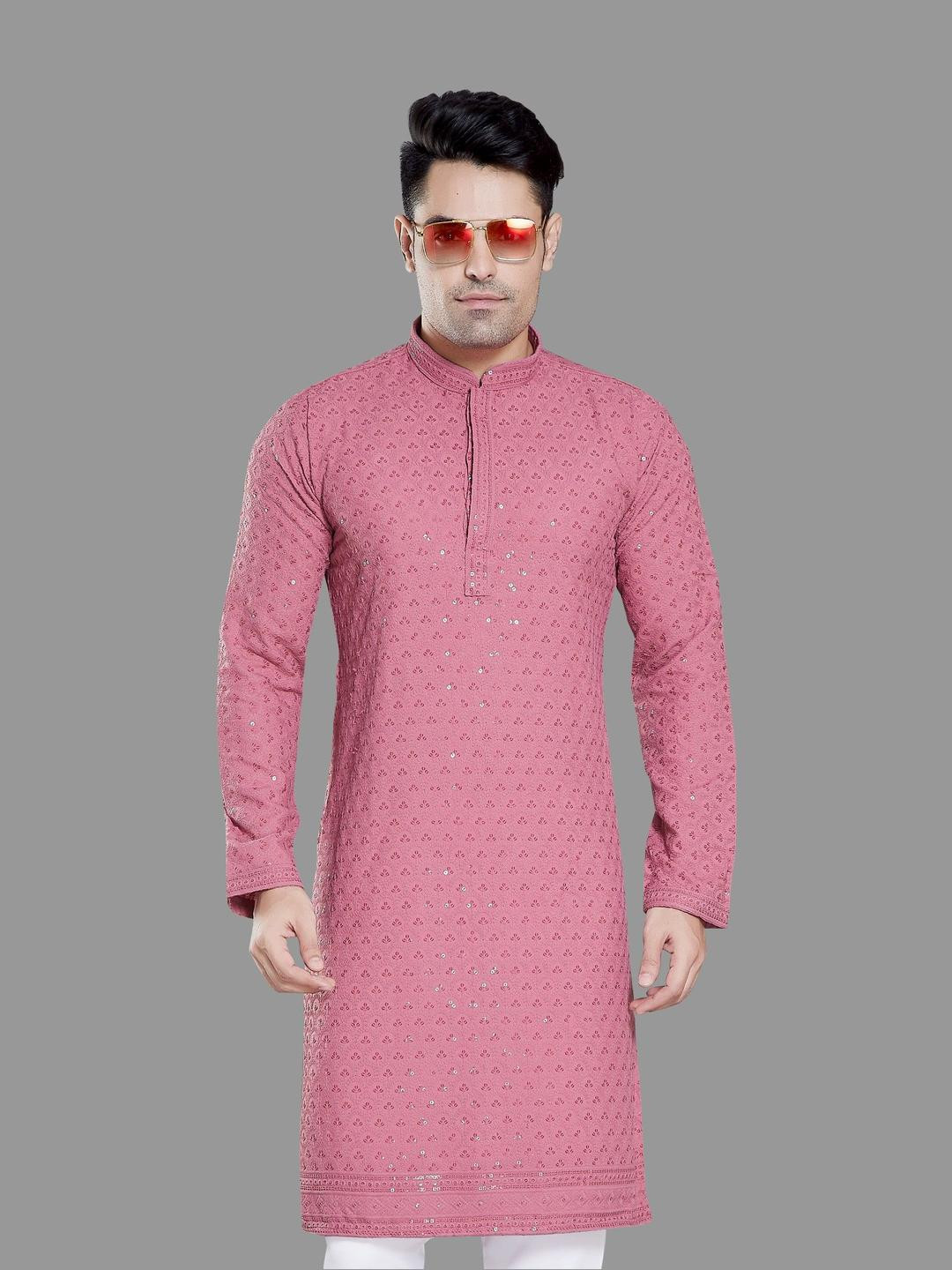 PulseIQ Pink Viscose Rayon Solid Kurta Sets