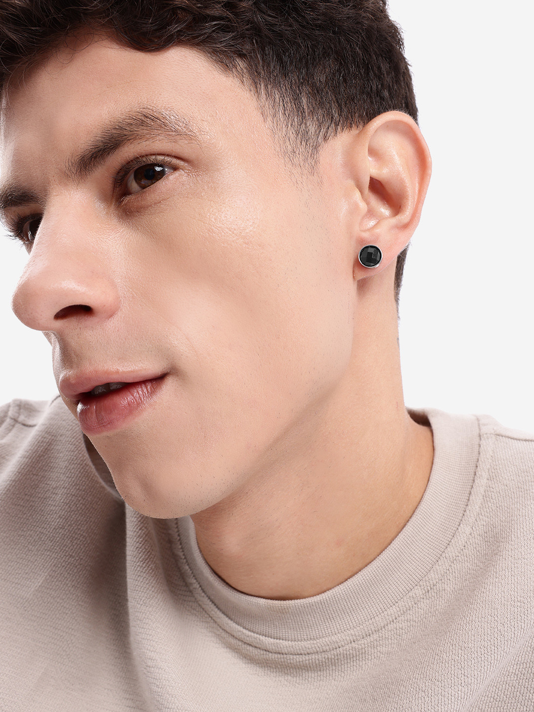 The Roadster Lifestyle Co. Men Silver Plated with CZ Studded Earring