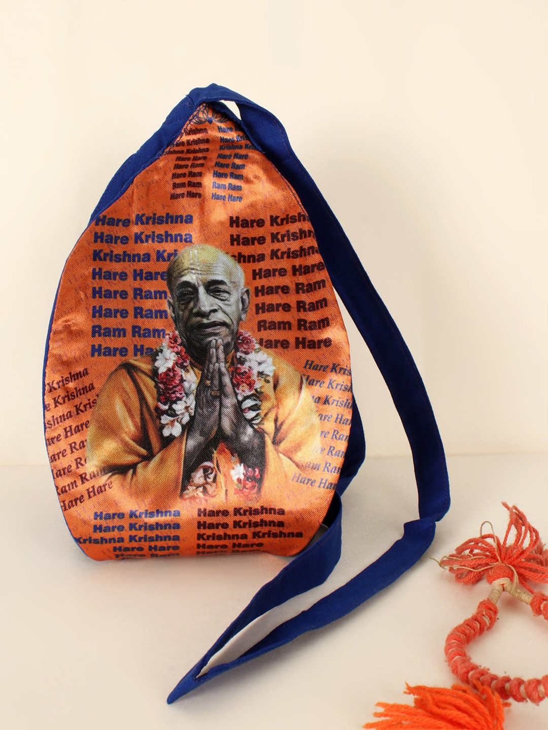 Exotic India Srila Prabhupada Printed Half Moon Gaumukhi Japa Mala Handheld Bag