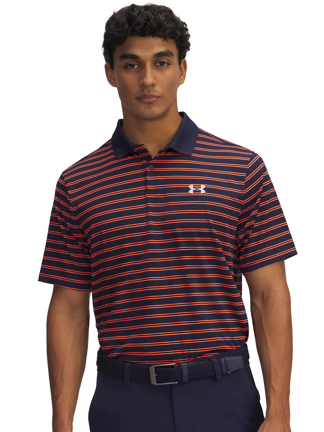 UNDER ARMOUR Matchplay Striped Polo Collar Relaxed-Fit  T-Shirt