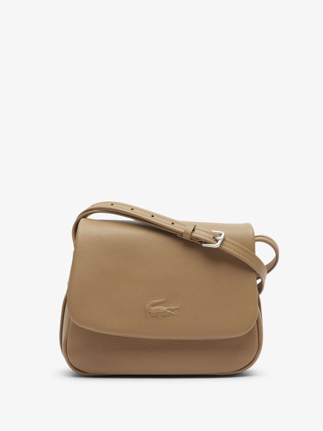 Lacoste City Court Grain Leather Flap Close Structured Shoulder Bag