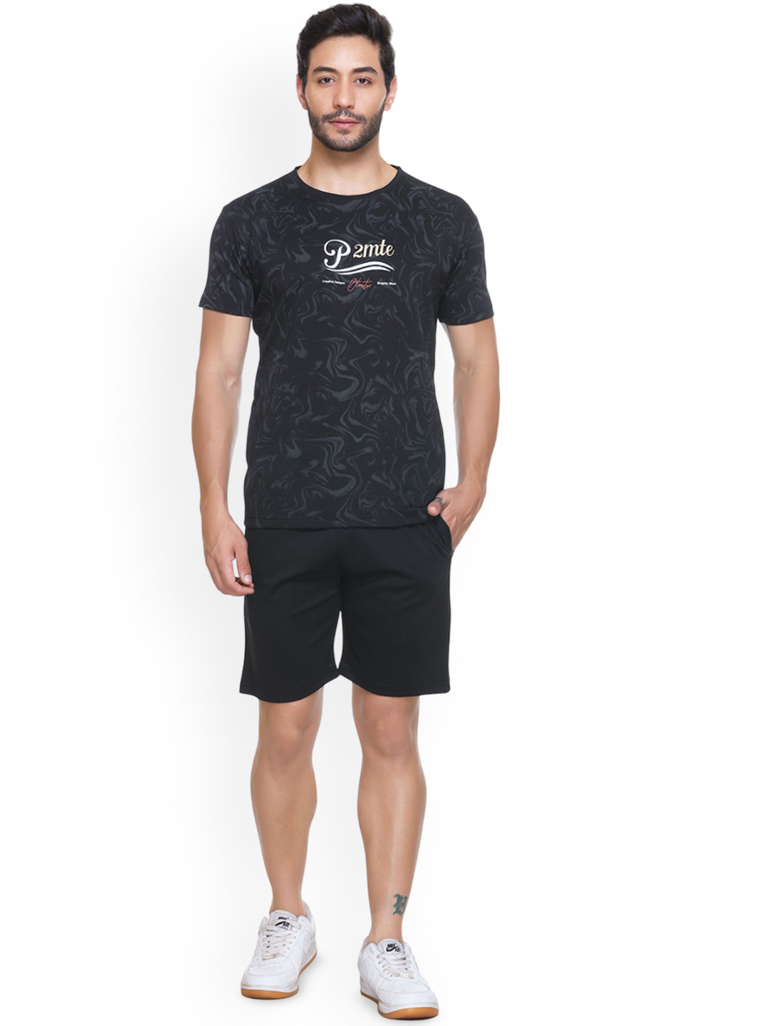ARRAY Printed Pure Cotton T-Shirt & Shorts Co-Ords Set