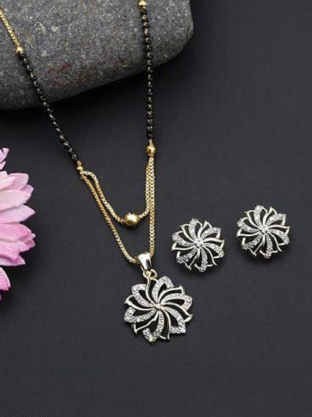 Bhumi Gold-Plated Artificial Stones and Beads Mangalsutra