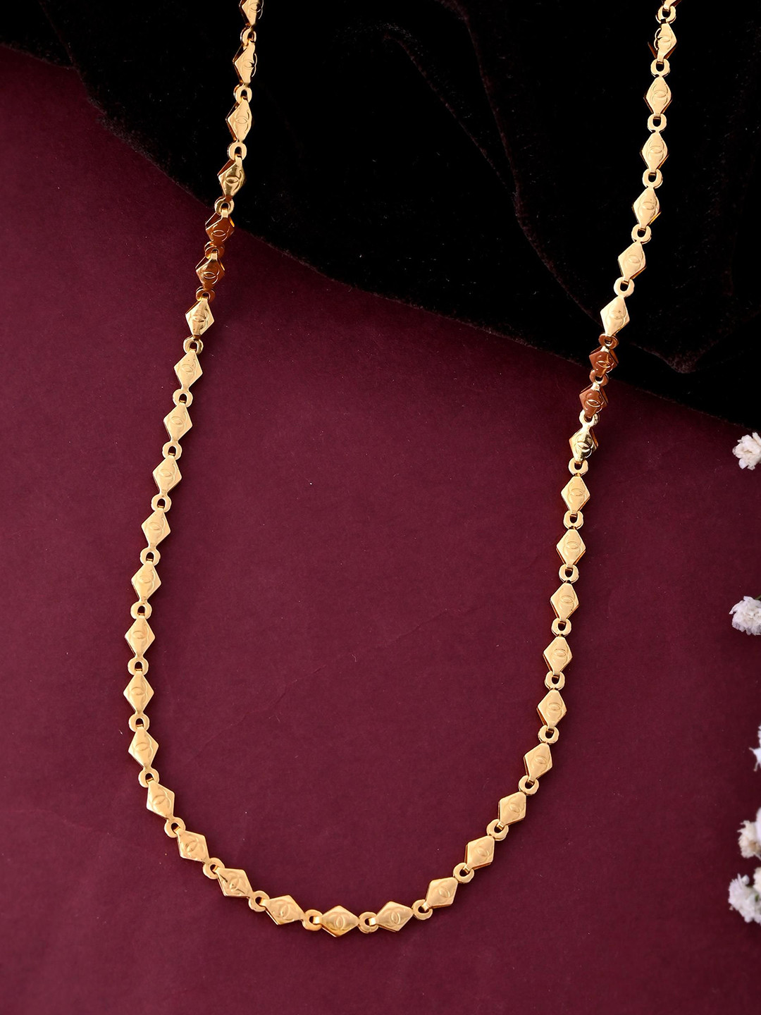 DIVASTRI Gold Plated Designer Oval Chain
