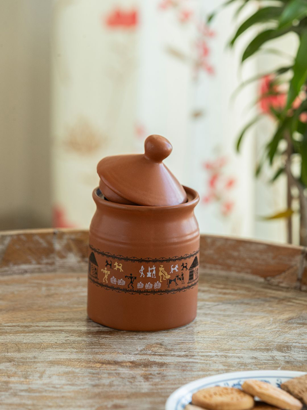 ExclusiveLane Brown  Ceramic Pickle & Chutney Jar