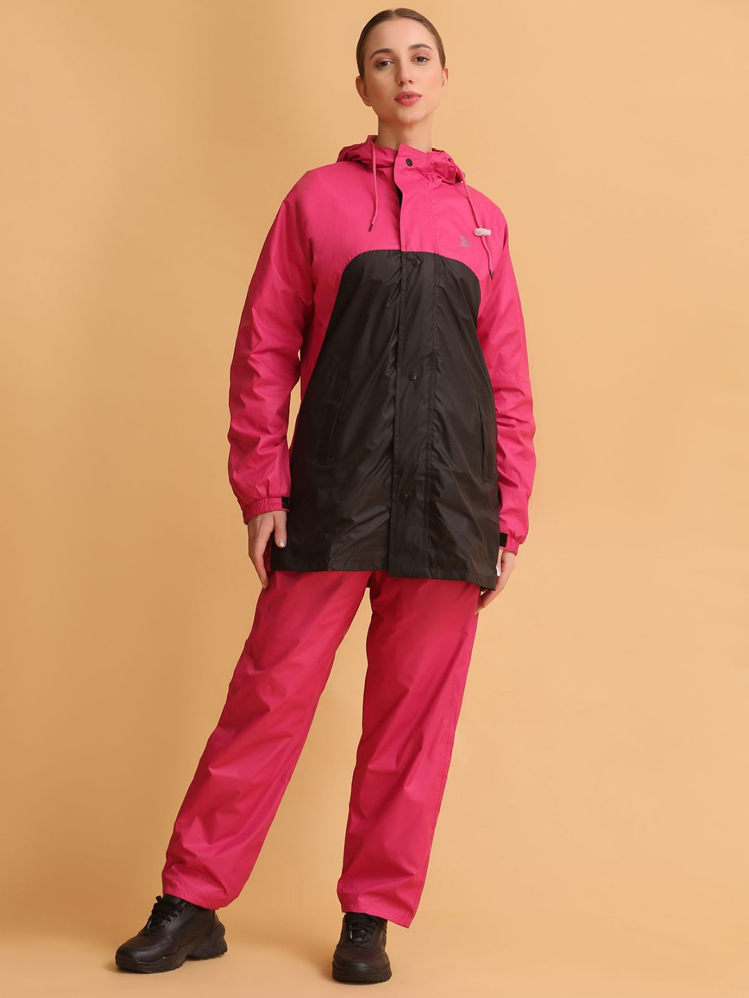 Super Colourblocked Hooded Reversible Rain Suit With Carrying Pouch