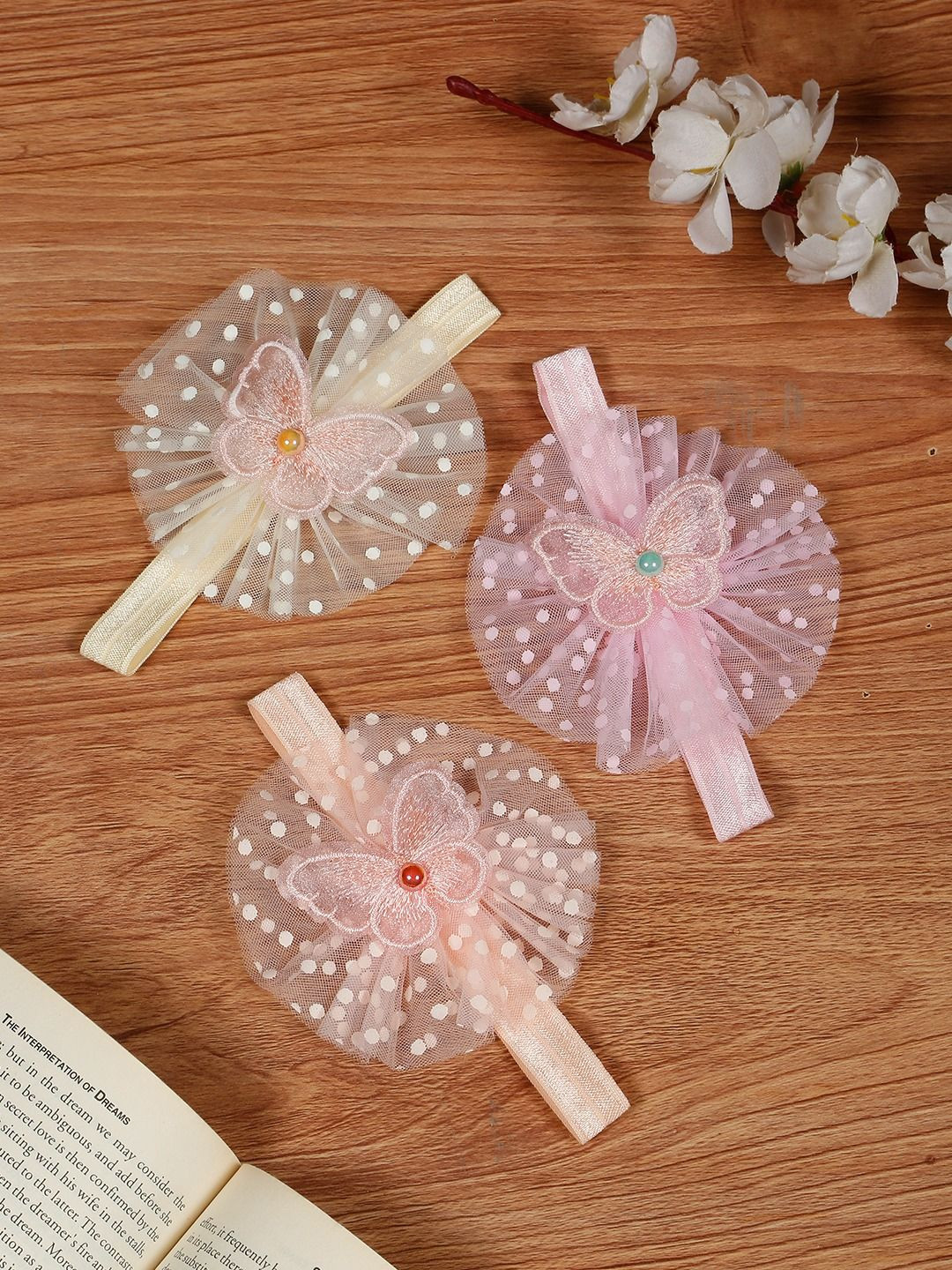 Stoln Girls Set of 3 Butterfly Applique Net Head Bands