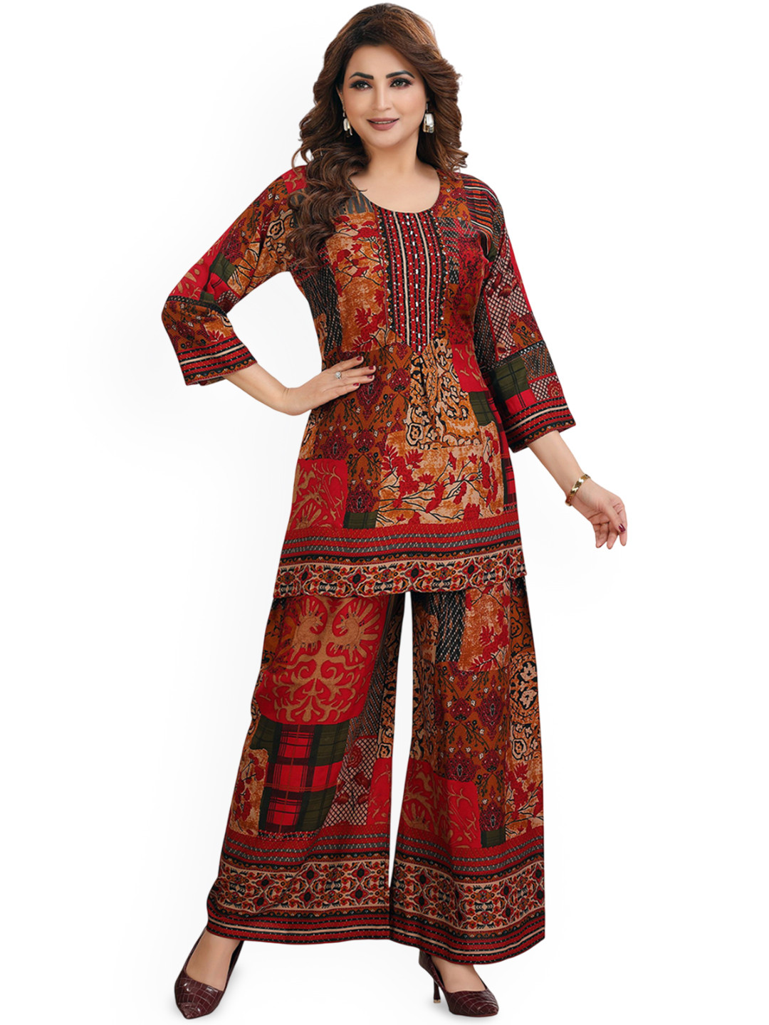 Meher Impex Printed Round Neck Top & Trousers Co-Ords Set