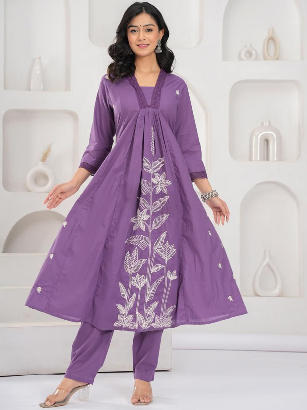 RAJPUTANA CAMISA Embroidery Pure Cotton Top With Trousers Co-Ords