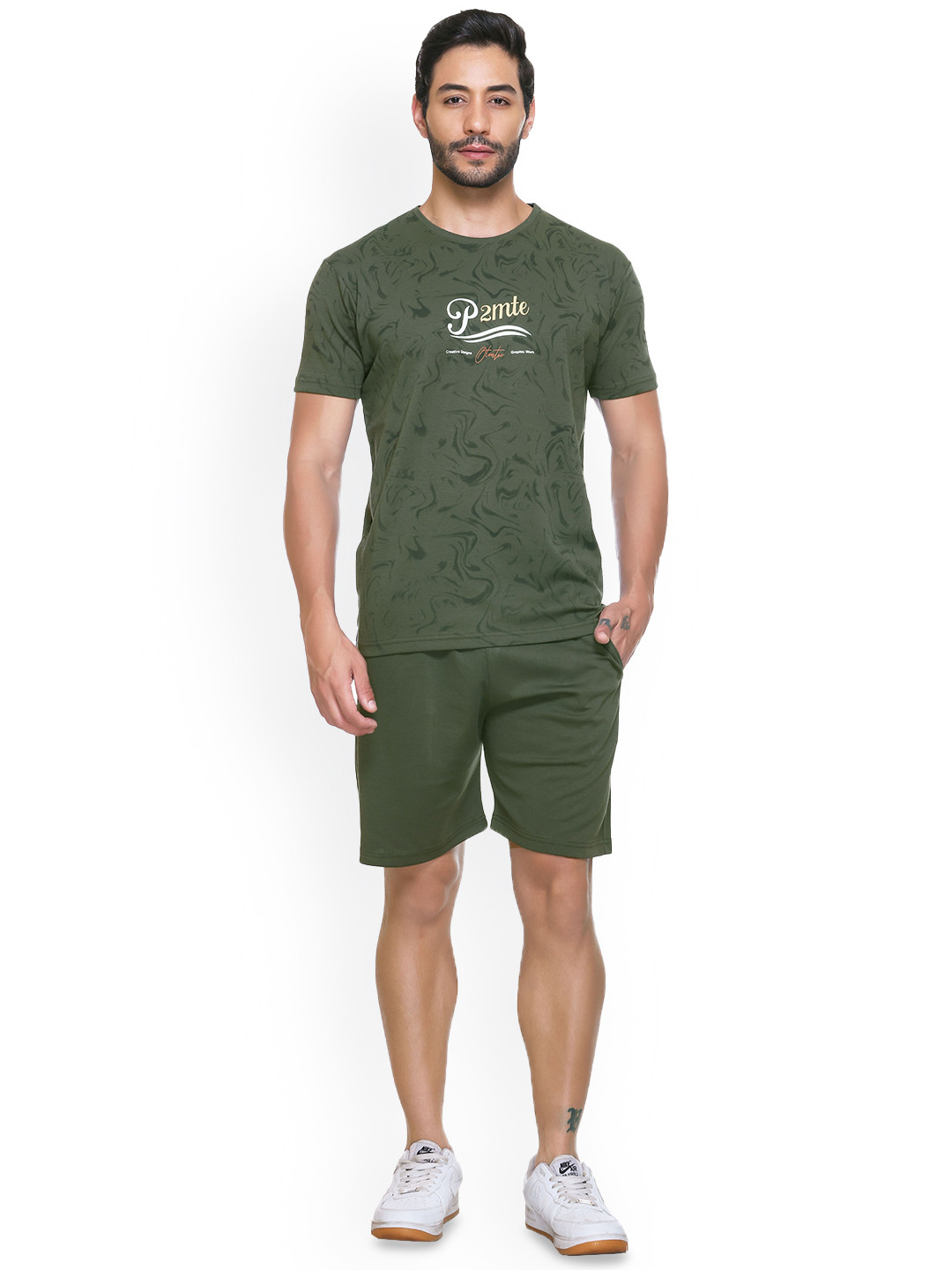 ARRAY Printed Pure Cotton T-Shirt & Shorts Co-Ords Set