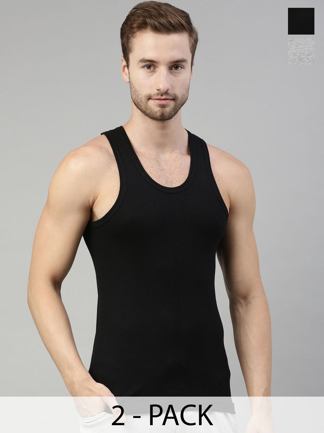 Dixcy Scott Originals Pack Of 2 Assorted Combed Cotton Gym Vests VICTOR DURBY-VST-P2, AST