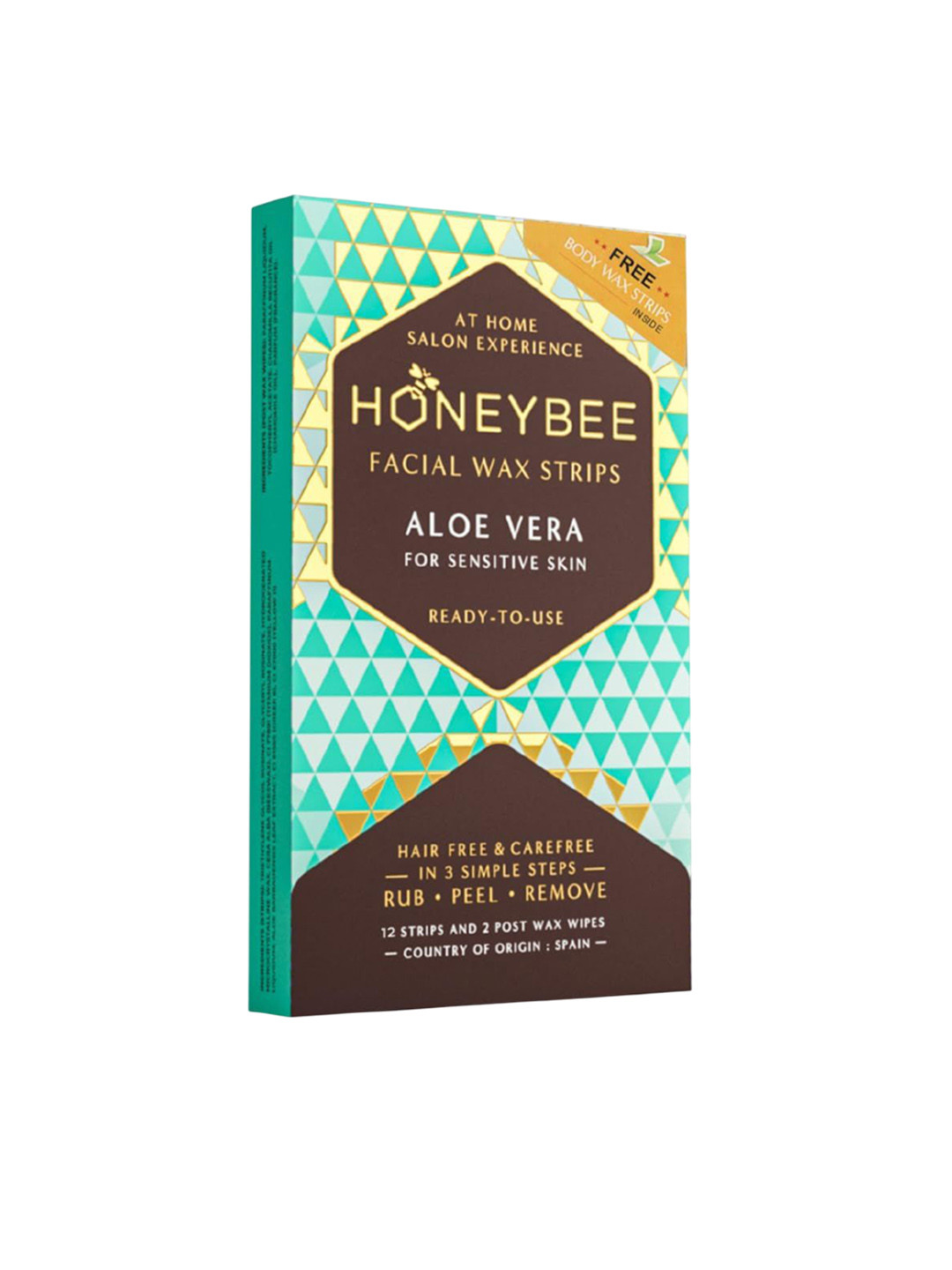 Honeybee Aloe Vera Facial Wax Strips - 12 Strips & 2 Post Wax Wipes