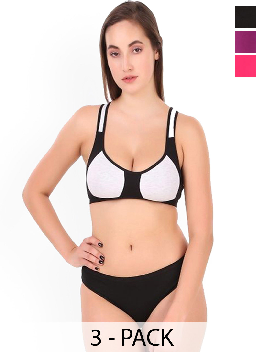 EMPISTO Pack Of 3 Non-Padded Lingerie Sets SRE-NEXY-COMBO-30