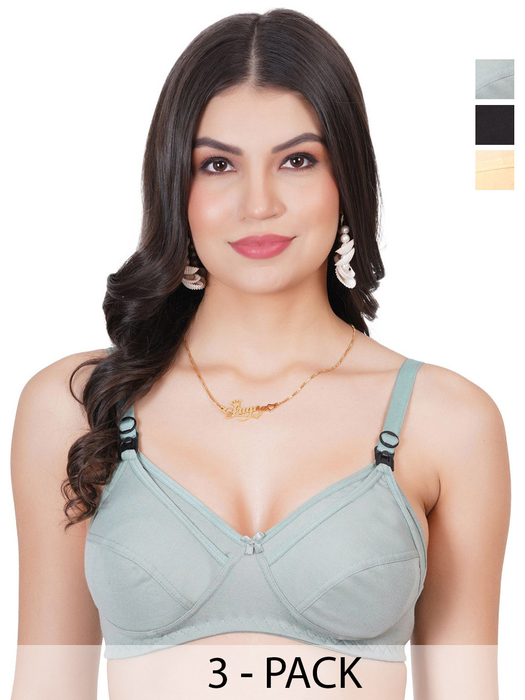 Liigne Pack Of 3 Maternity Bra All Day Comfort Full Coverage