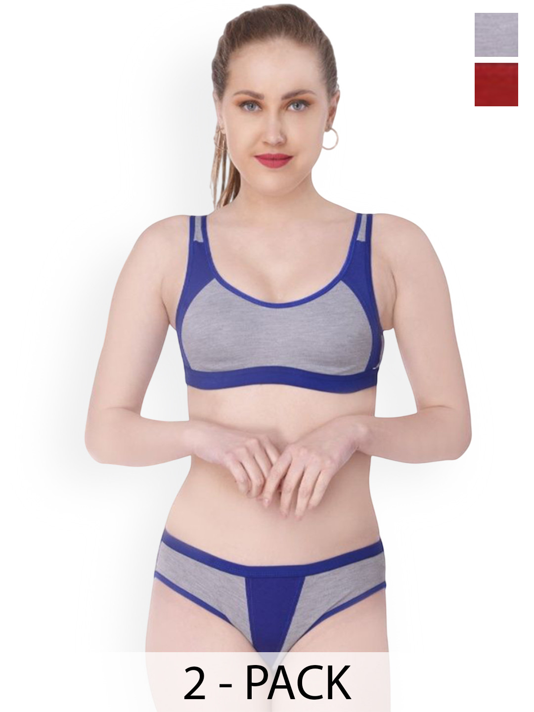 EMPISTO Pack Of 3 Colourblocked Underwired Non Padded Lingerie Set SRE-SONI-COMBO-28
