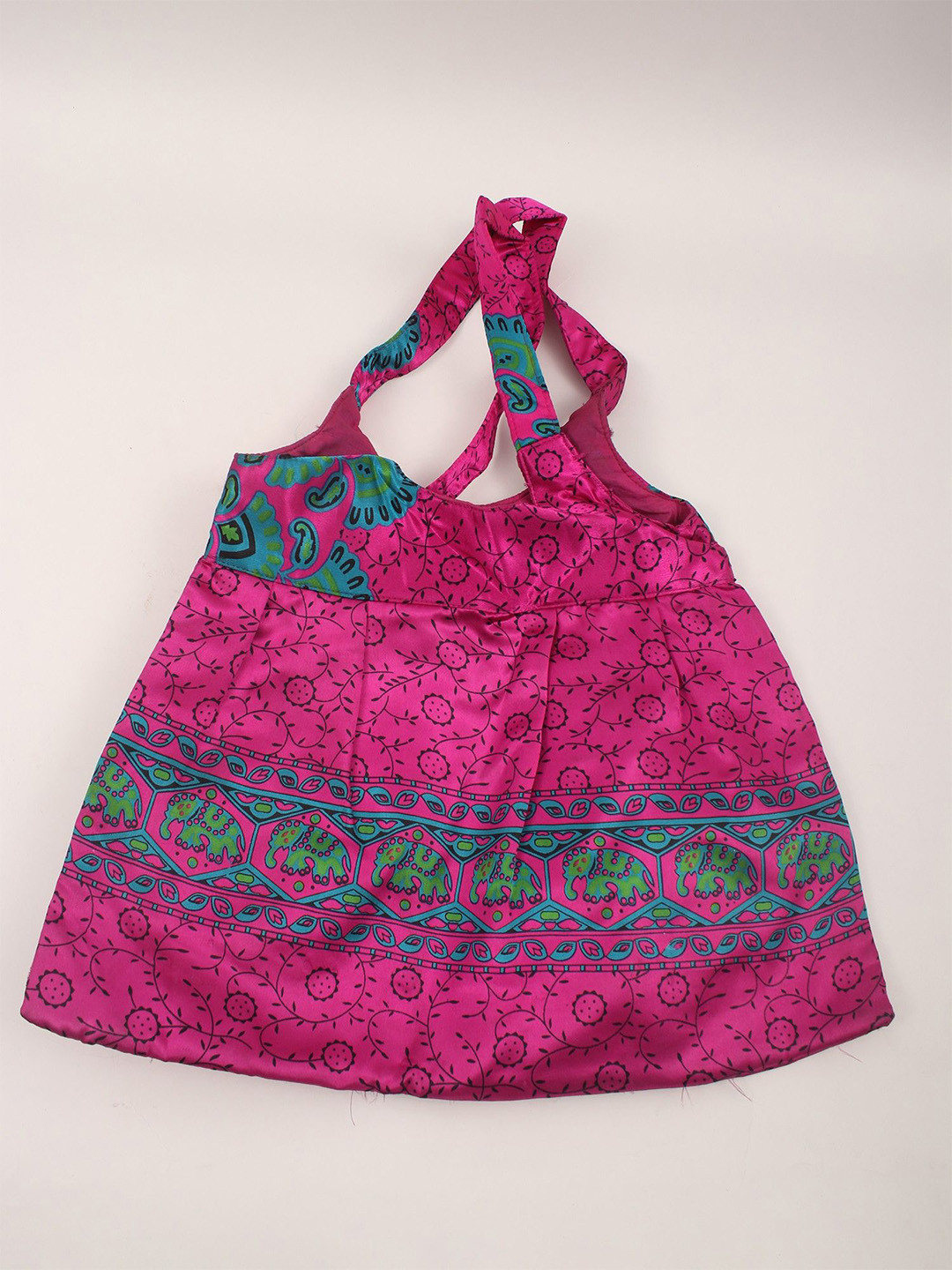 Exotic India Flowers And Elephant Printed Shopper Handheld Bag