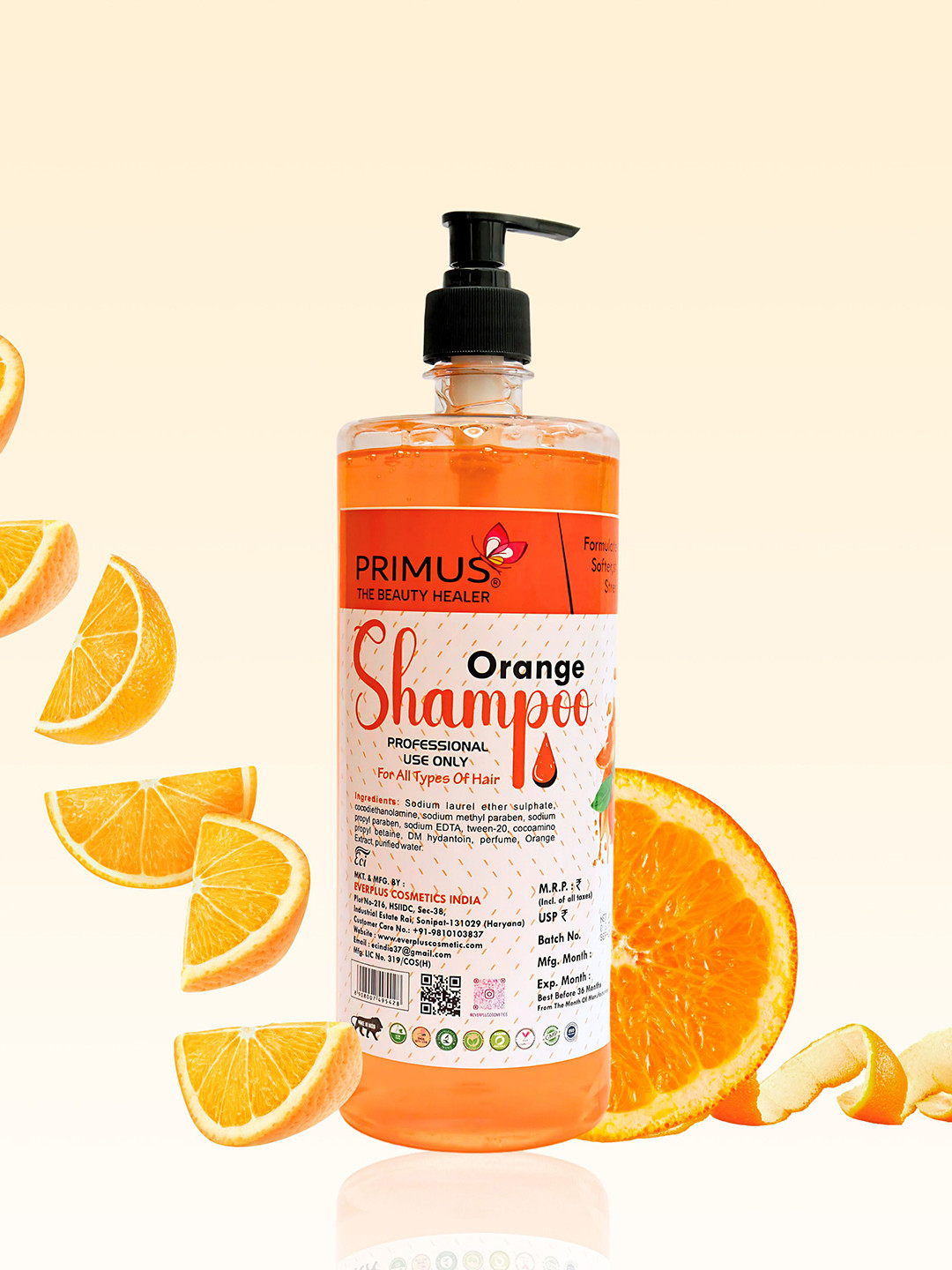 PRIMUS Orange Shampoo For Smooth & Shiner Hair - 1 L