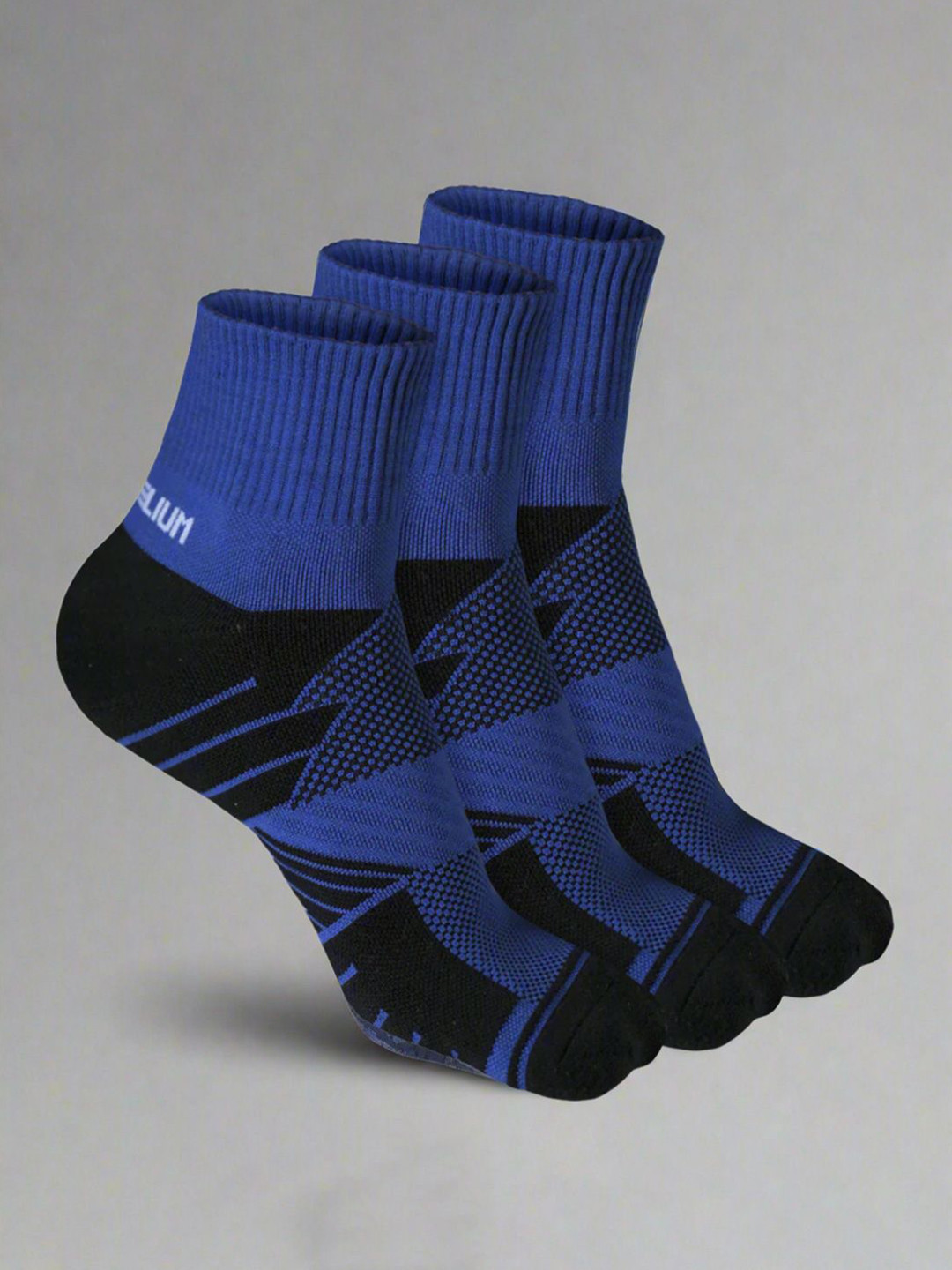 Heelium Unisex Pack Of 3 Striped Above Ankle Length Athletic 3X Tougher & Durable Socks