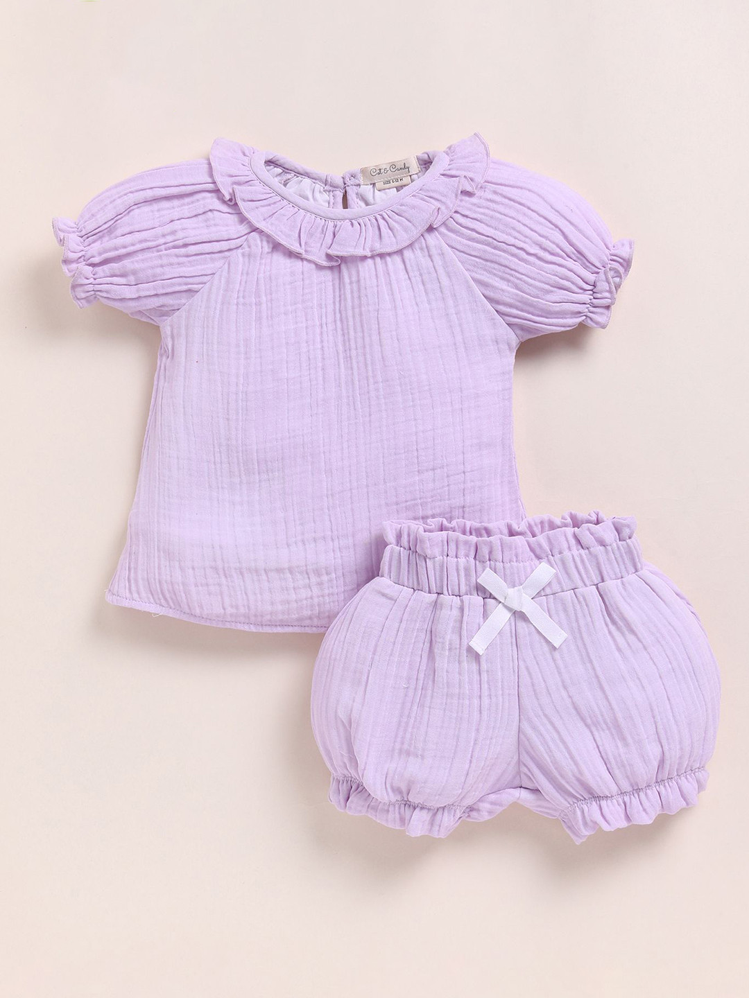 COT & CANDY Girls Muslin Organic Cotton Top With Shorts