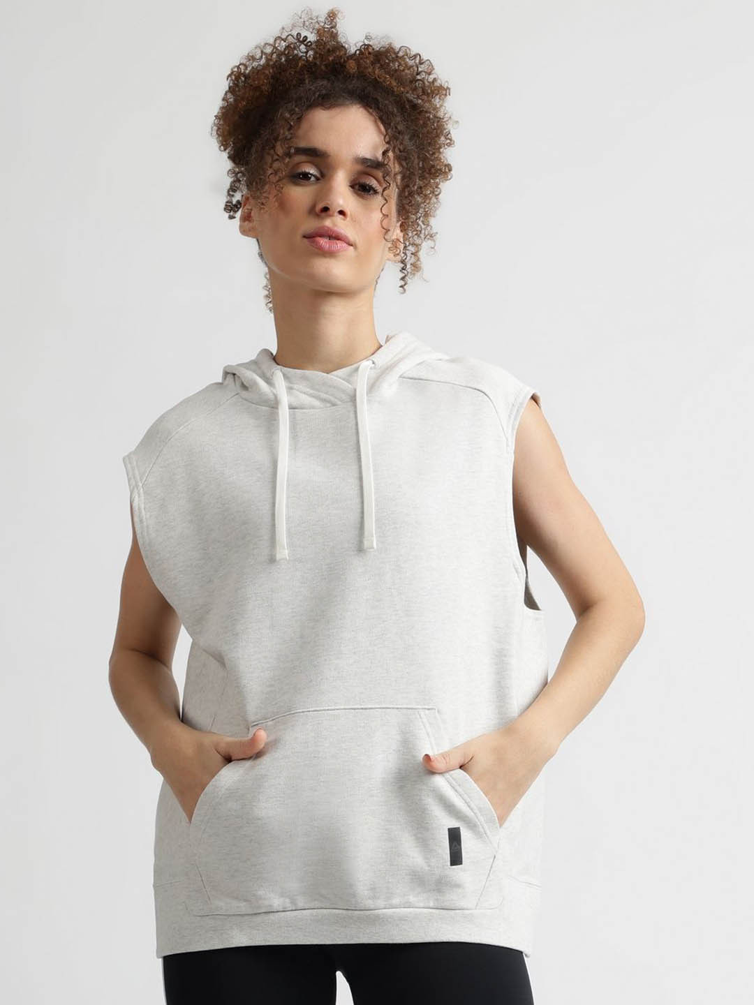 Reebok Women Solid Hooded Straight Regular Sweatshirt