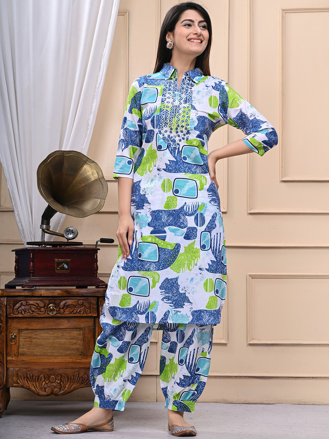 DSS FASHION Printed Shirt Collar Co-Ords Set