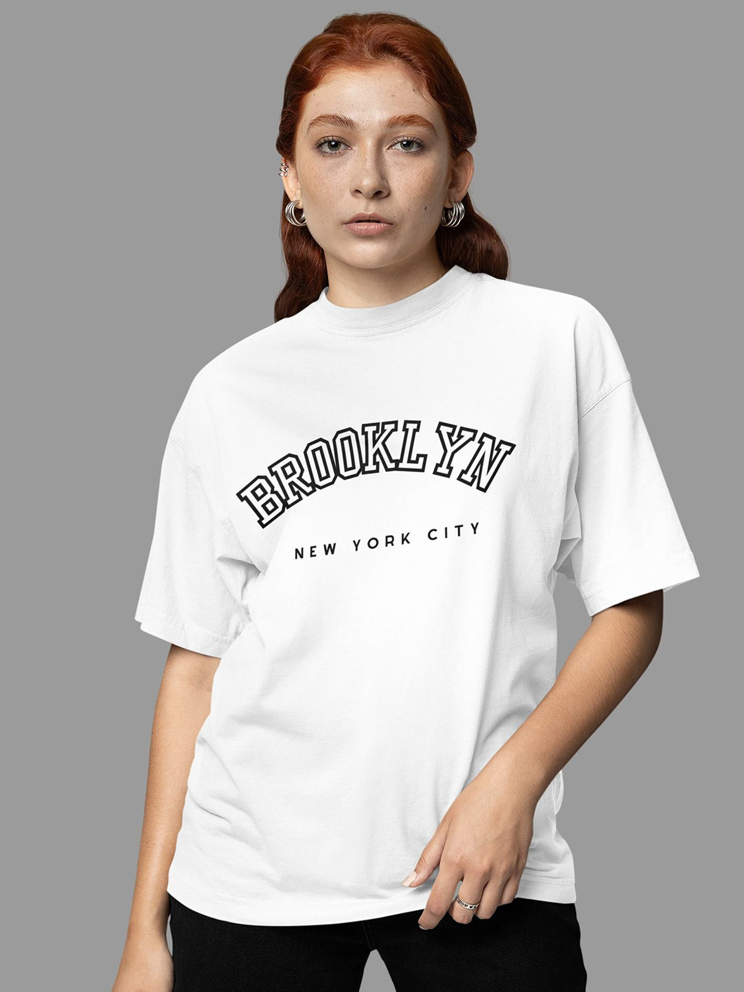 SNUG24 Typography Printed Drop-Shoulder Sleeves Oversized Cotton T-shirt