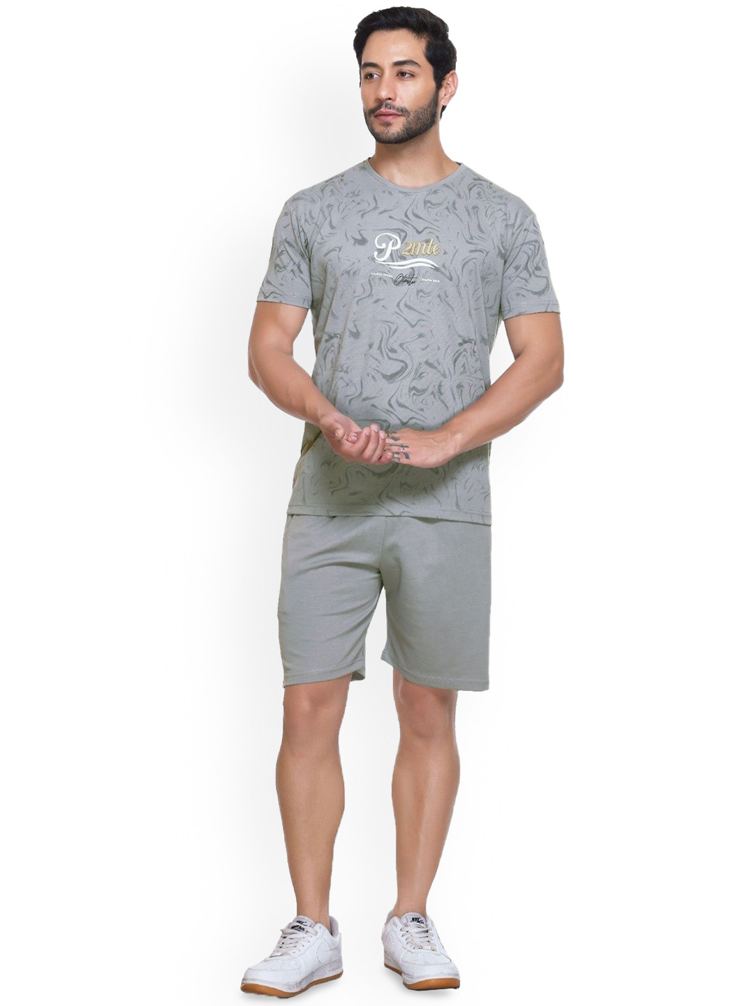 ARRAY Printed Pure Cotton T-Shirt & Shorts Co-Ord Set