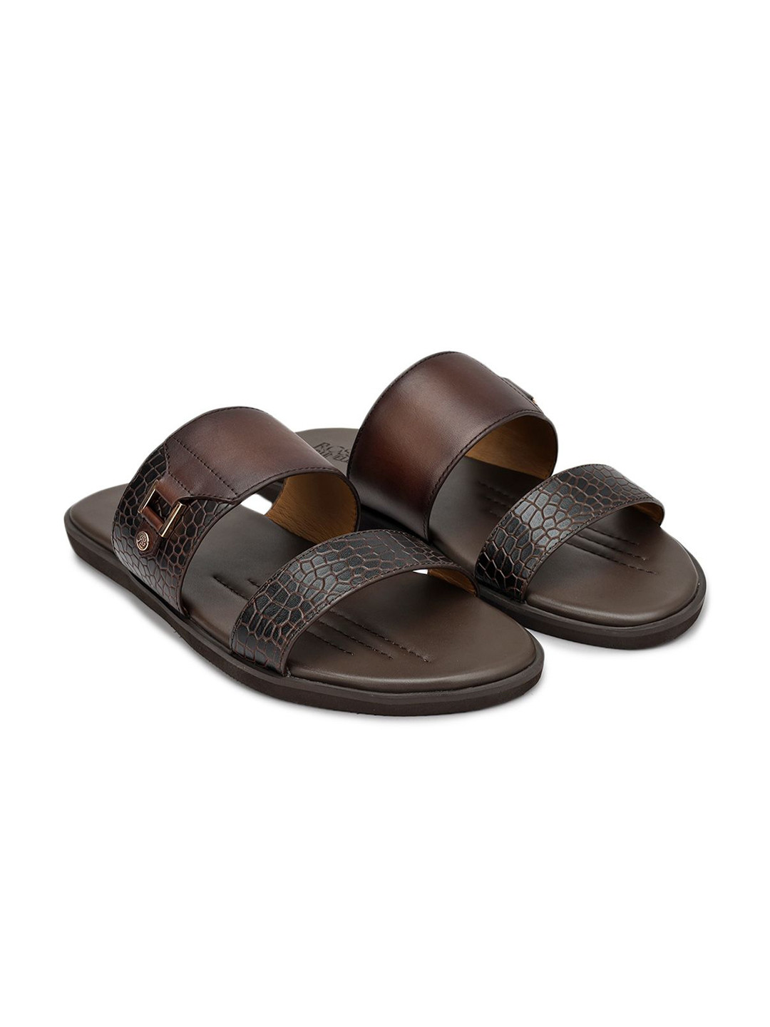 ROSSO BRUNELLO Men Slip-On Comfort Leather Sandals