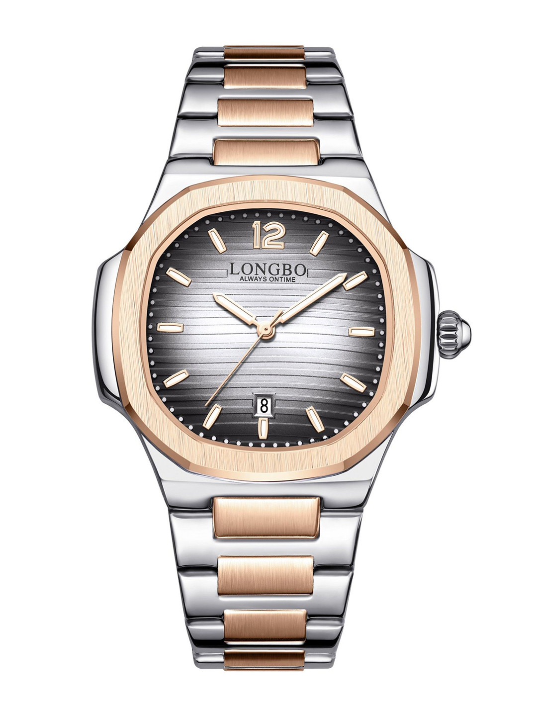 LONGBO Men Dial & Stainless Steel Bracelet Style Straps Watch Long-80511-Slvr-Gld-Wht