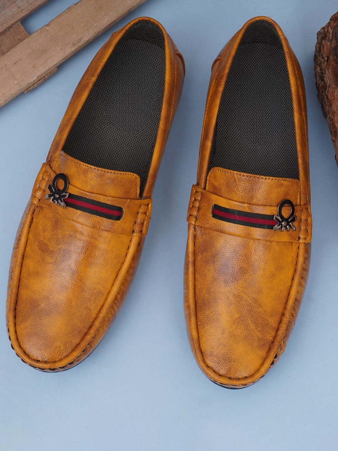 FUNNY FIRE Men Slip-On Round Toe Loafers Casual Shoes