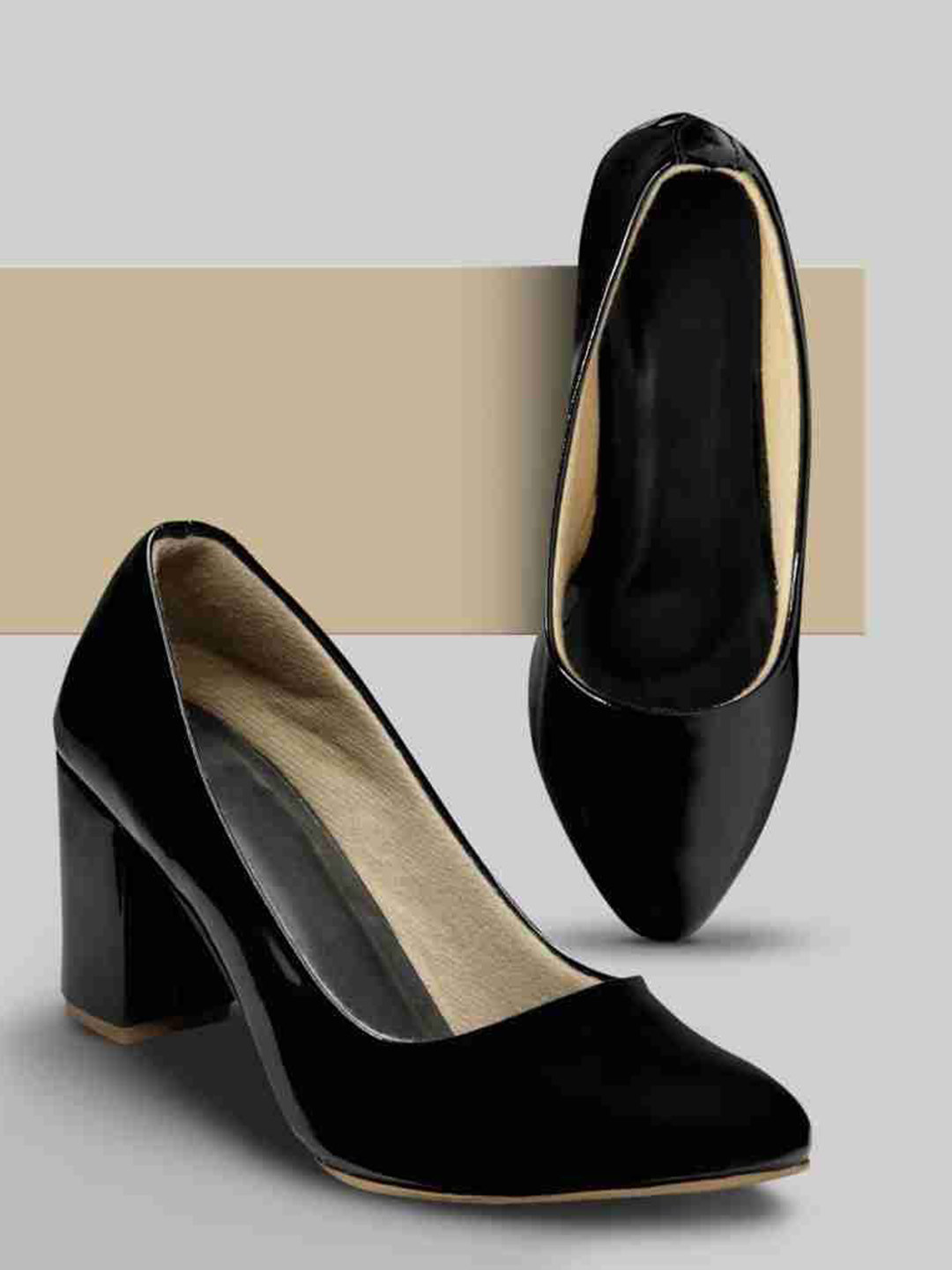 SHOE LAB Women Pointed Toe Block Heel Pumps
