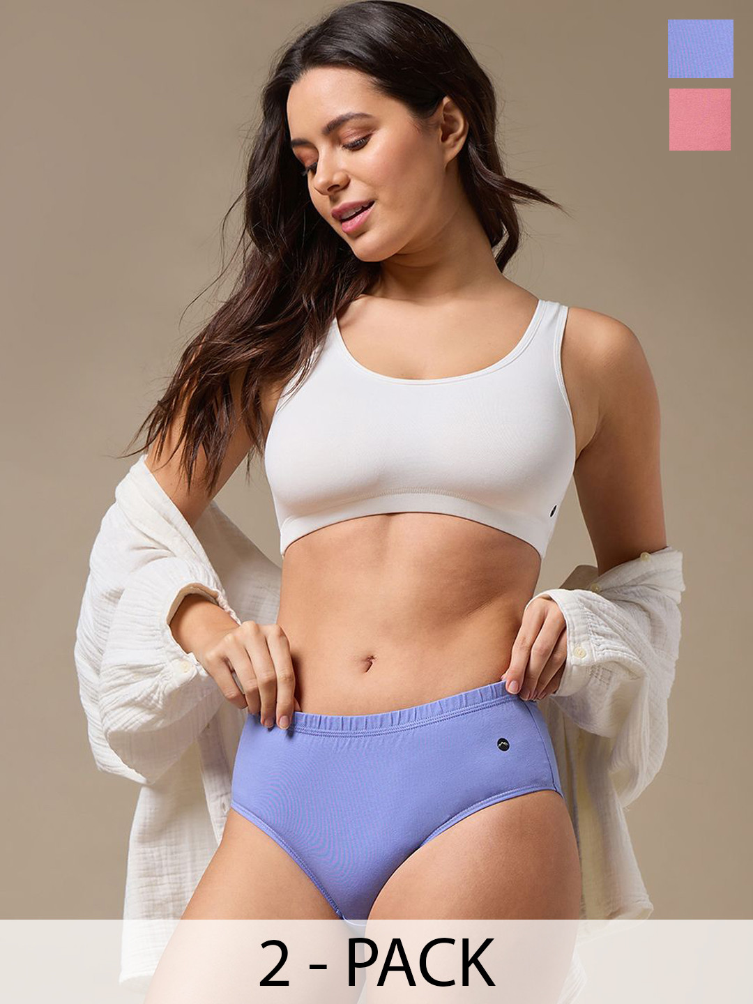 URBAN ADVENTURE Pack Of 2 Anti Microbial Hipster Briefs 2UAW-001(LAVENDER-ROSE)