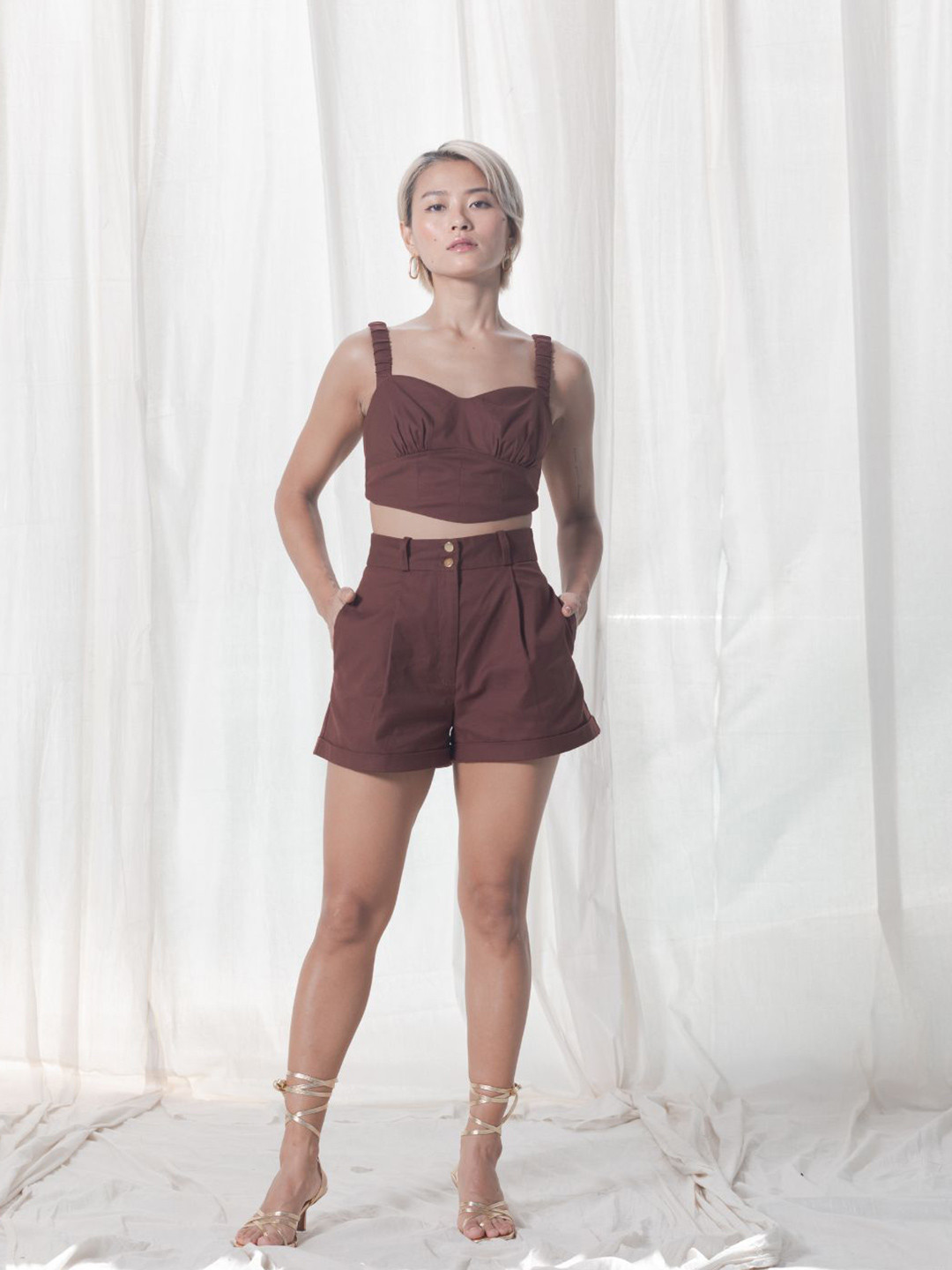 Urban Suburban Women Brown Cotton Corset Top