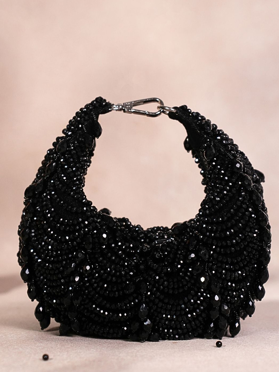 House of Kosha Liona Embellished Suede Swagger Hobo Bag