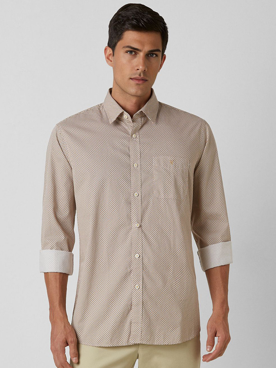 Van Heusen Sport Micro Disty Printed Slim Fit Pure Cotton Casual Shirt