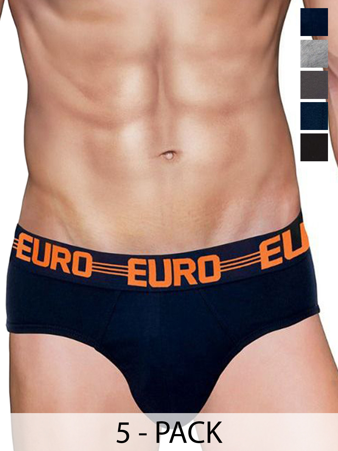 Euro Pack Of 6 Assorted Pure Cotton Mid-Rise Basic Briefs Euro-Micra-Flash-Brief-6