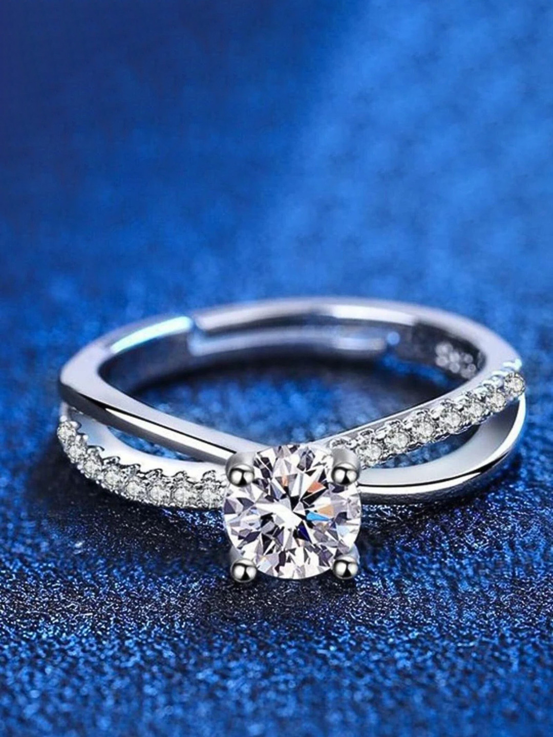 Zarkan 925 Sterling Silver Alvira Princes Rhodium-Plated Cubic Zirconia-Studded Ring