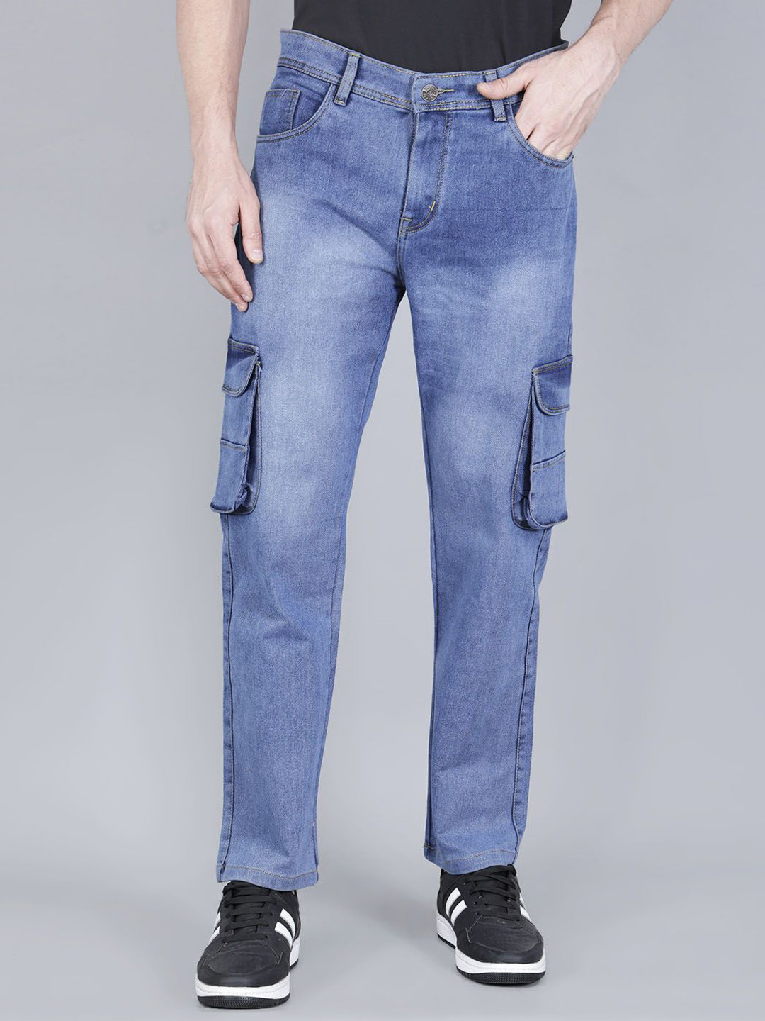 ComfyStyle Men Jean Slim Fit Mid-Rise Light Fade Stretchable Jeans