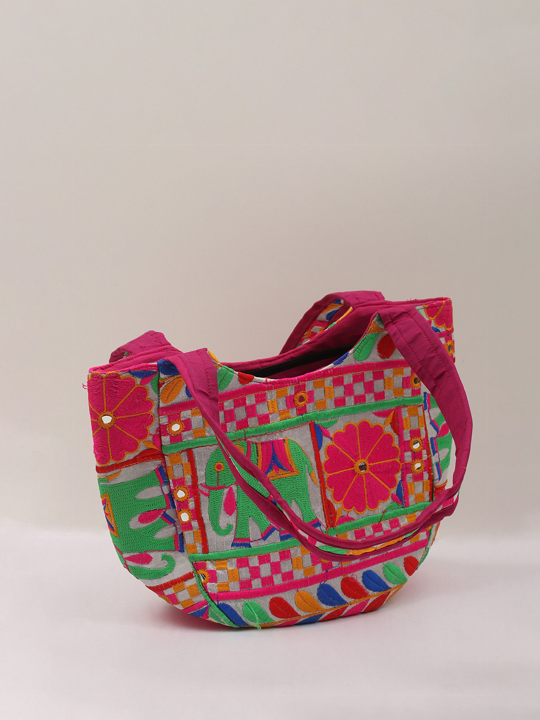 Exotic India Animal Embellished Embroidered Structured Shoulder Bag