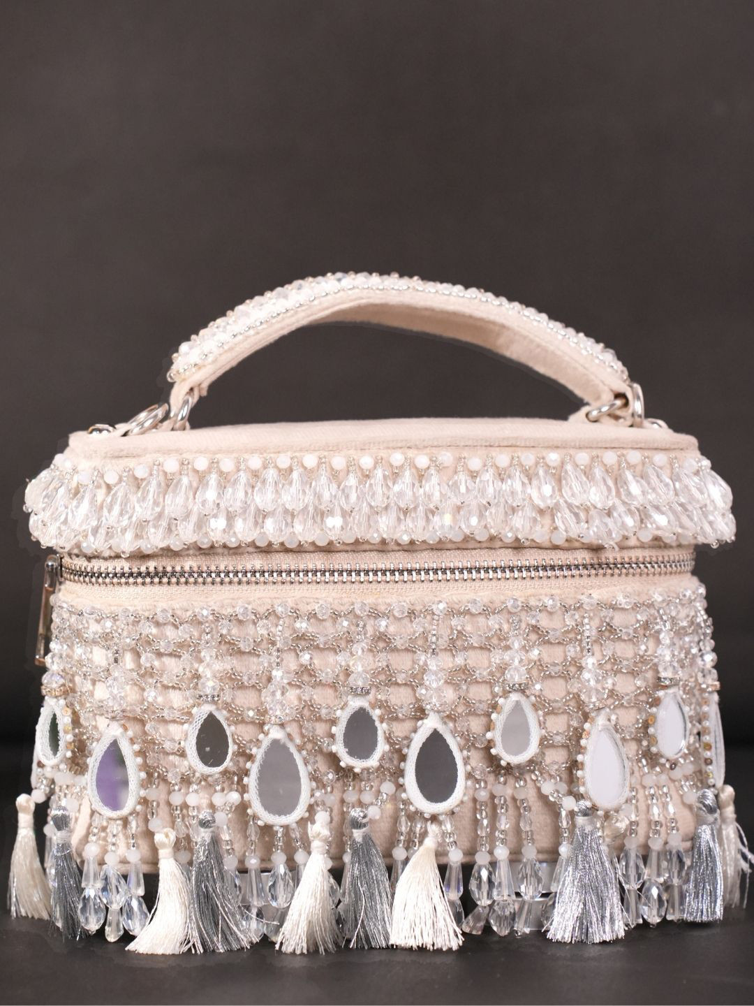 House of Kosha Mirage Embellished Suede Structured Sling Bag