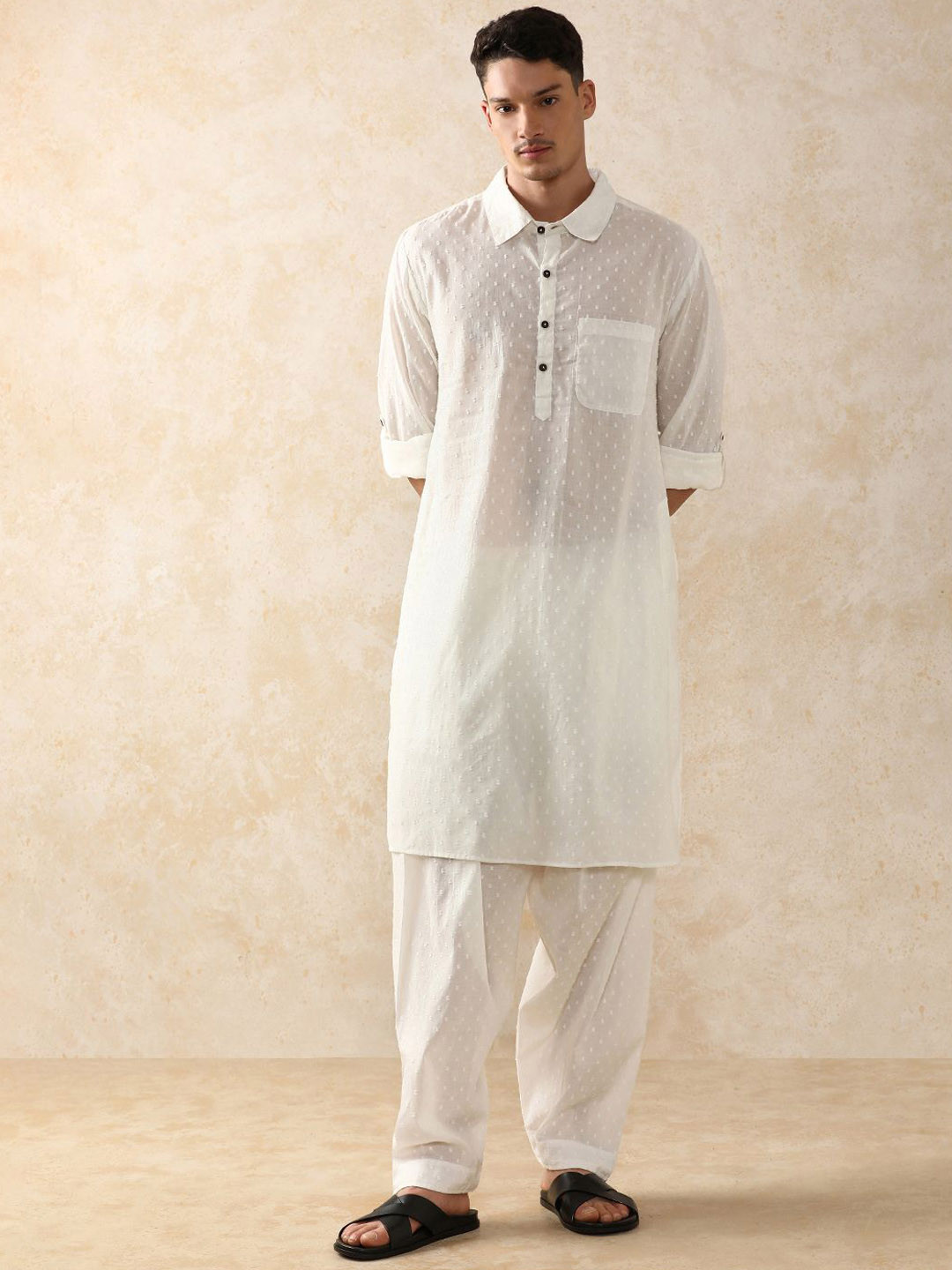 Moara Pathani Textured Pure Cotton Kurta with Dhoti Pants