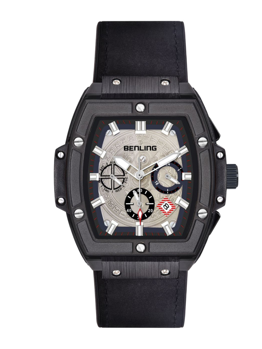 BENLING Men Dial & Leather Wrap Around Straps Analogue Watch BENL-0001-BLK Q