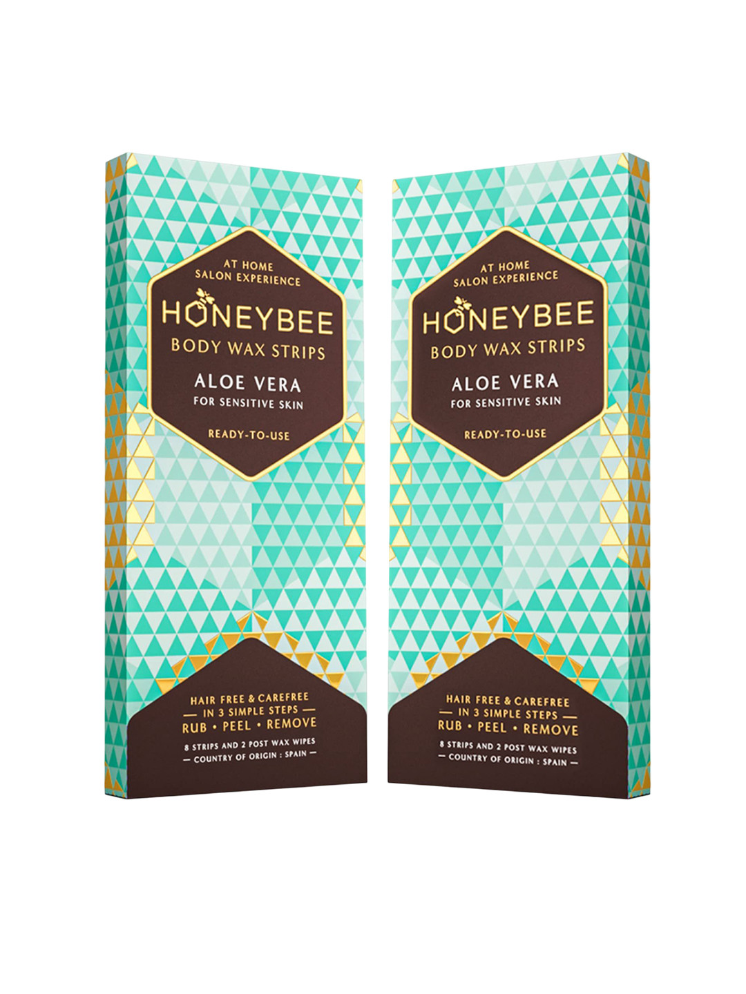 Honeybee Set Of 2 Aloe Vera Full Body Wax Strips - 8 Strips & 2 Post Wax Wipes Each