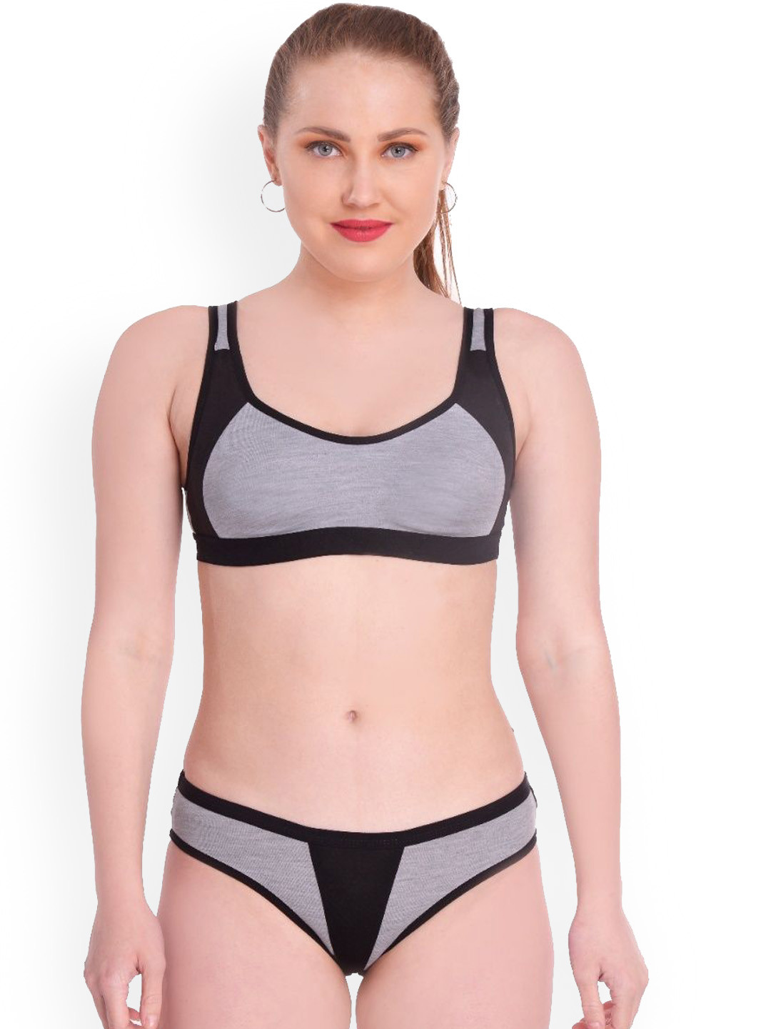EMPISTO Colourblocked Underwired Non Padded Lingerie Set SRE-SONI-BLACK-28