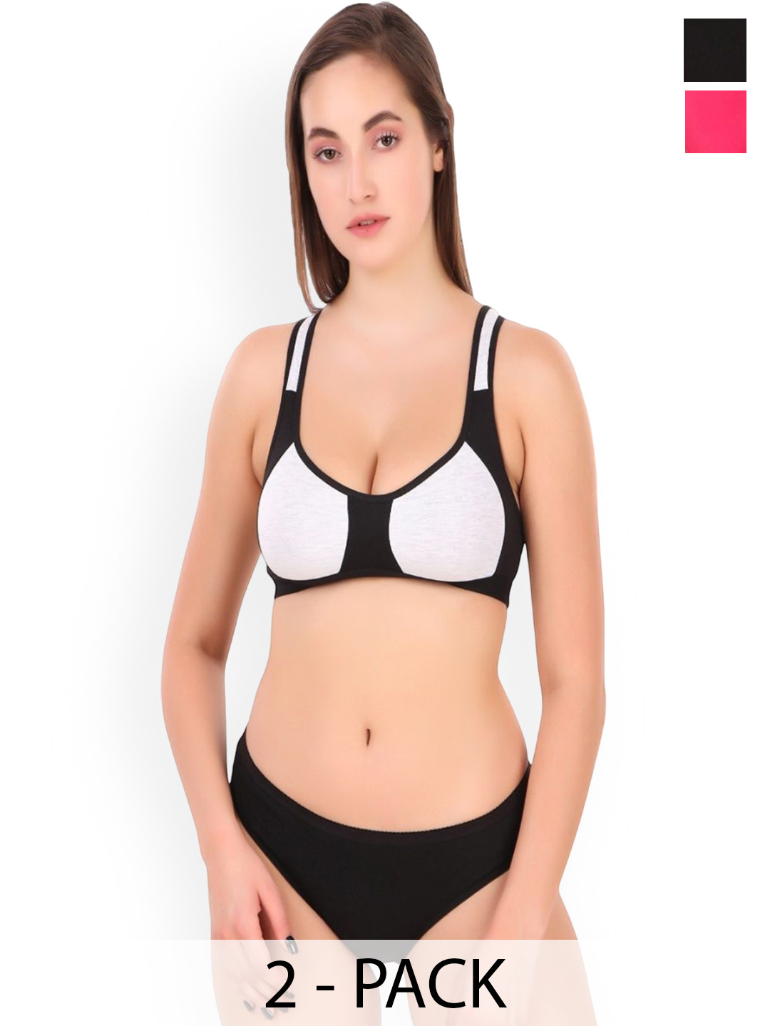 EMPISTO Pack Of 2 Non-Padded Lingerie Sets SRE-NEXY-BLACK-PINK-30