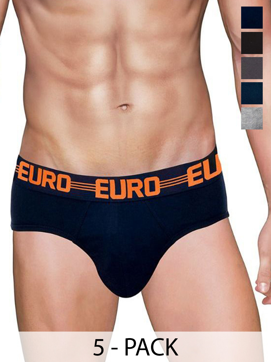 Euro Pack Of 4 Assorted Pure Cotton Mid-Rise Basic Briefs Euro-Micra-Flash-Brief-4