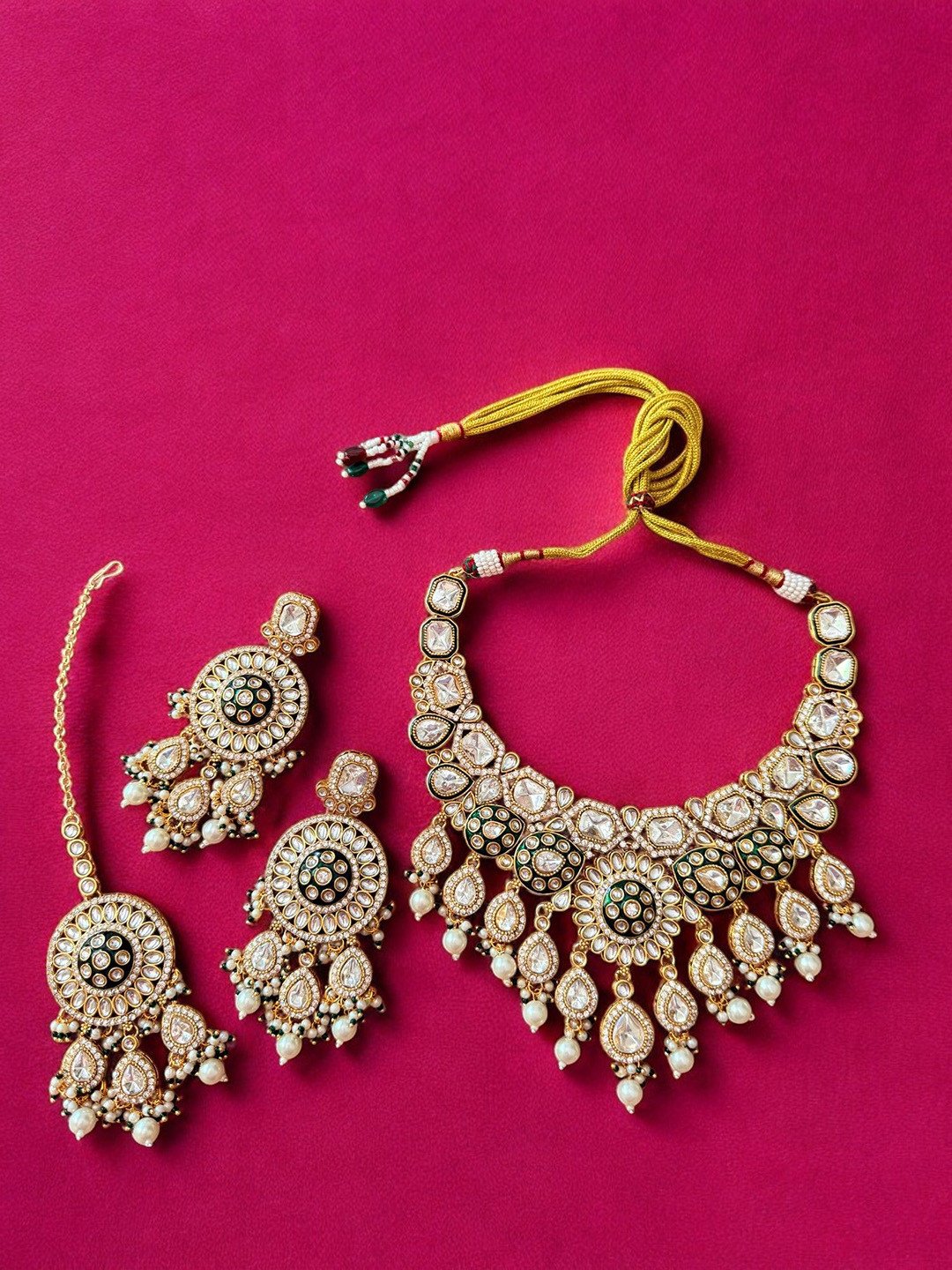 Rebekah Royal Majesty Polki Kundan-Studded & Beaded Jewellery Set