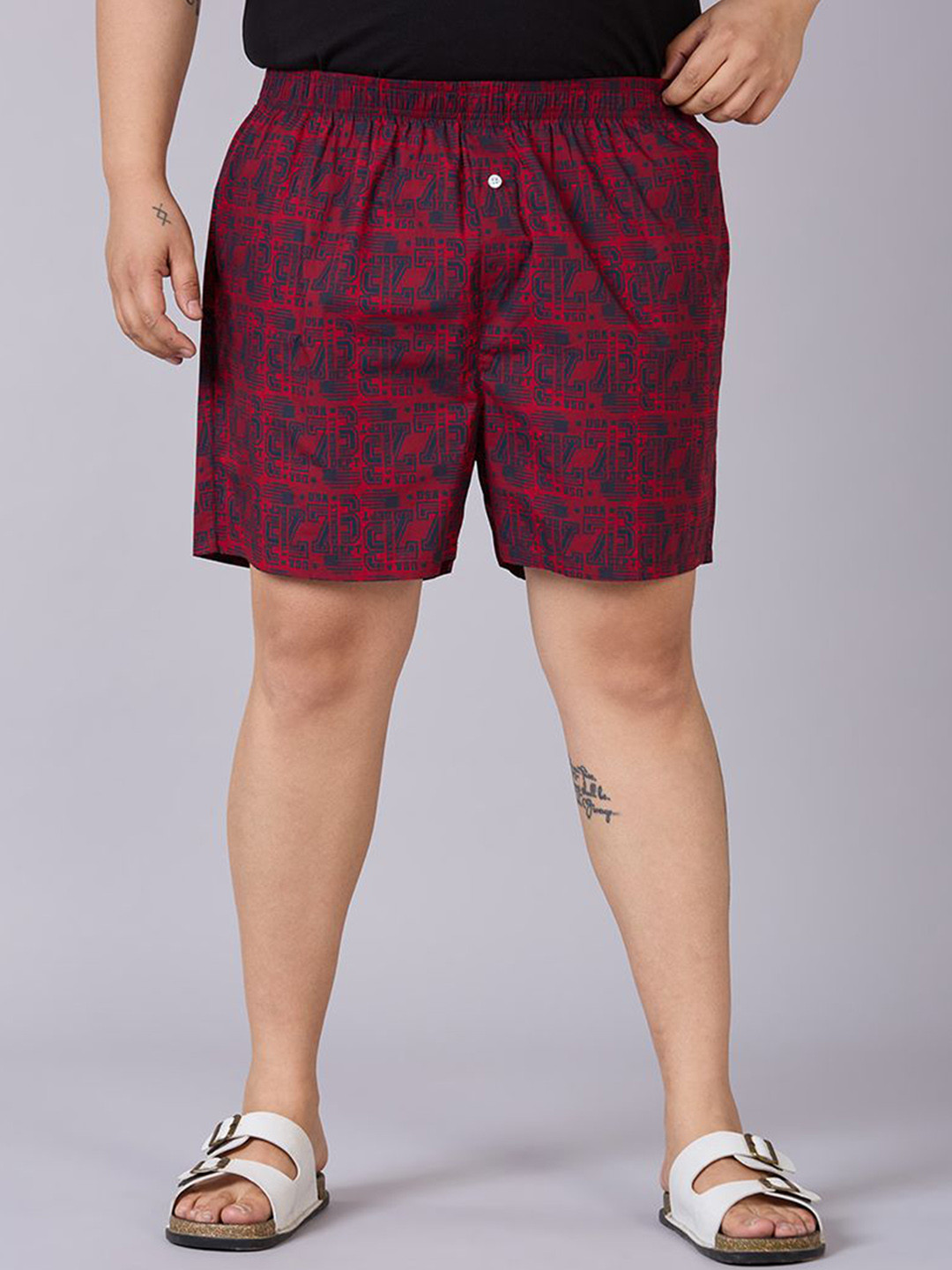 UNSIZED Men Plus Size Printed Cotton Boxer
