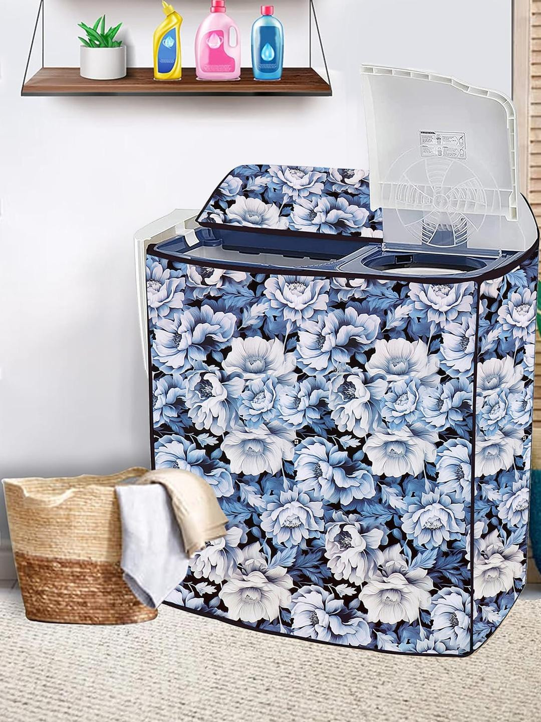 MOGNE FAB Blue Semi Automatic Waterproof Dustproof Washing Machine Cover