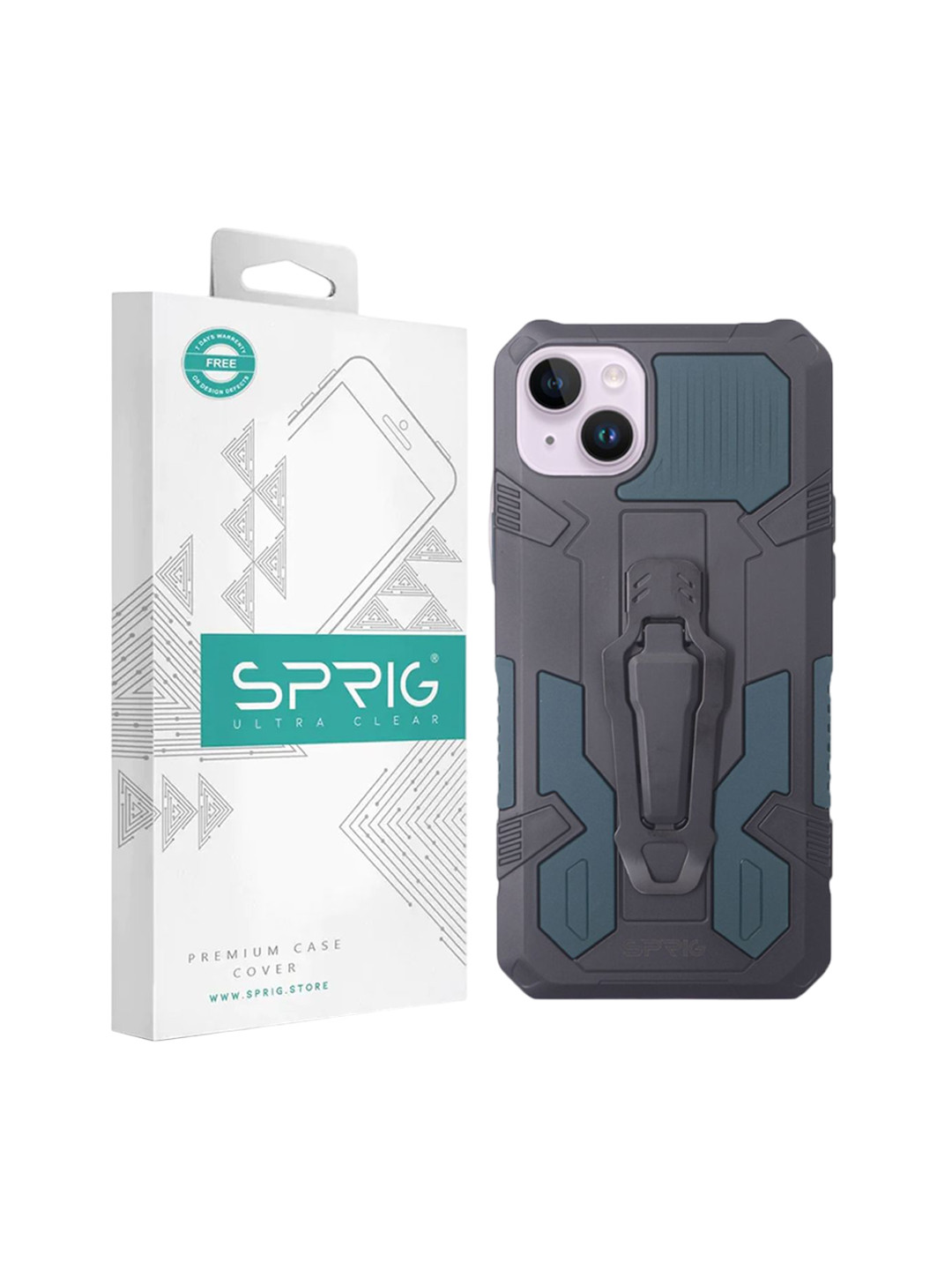 SPRIG iPhone 15 Armor Case with Clip Back Cover